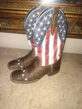 JB Dillon Reserve Old Glory Men's Brown Leather Cowboy Boots Of